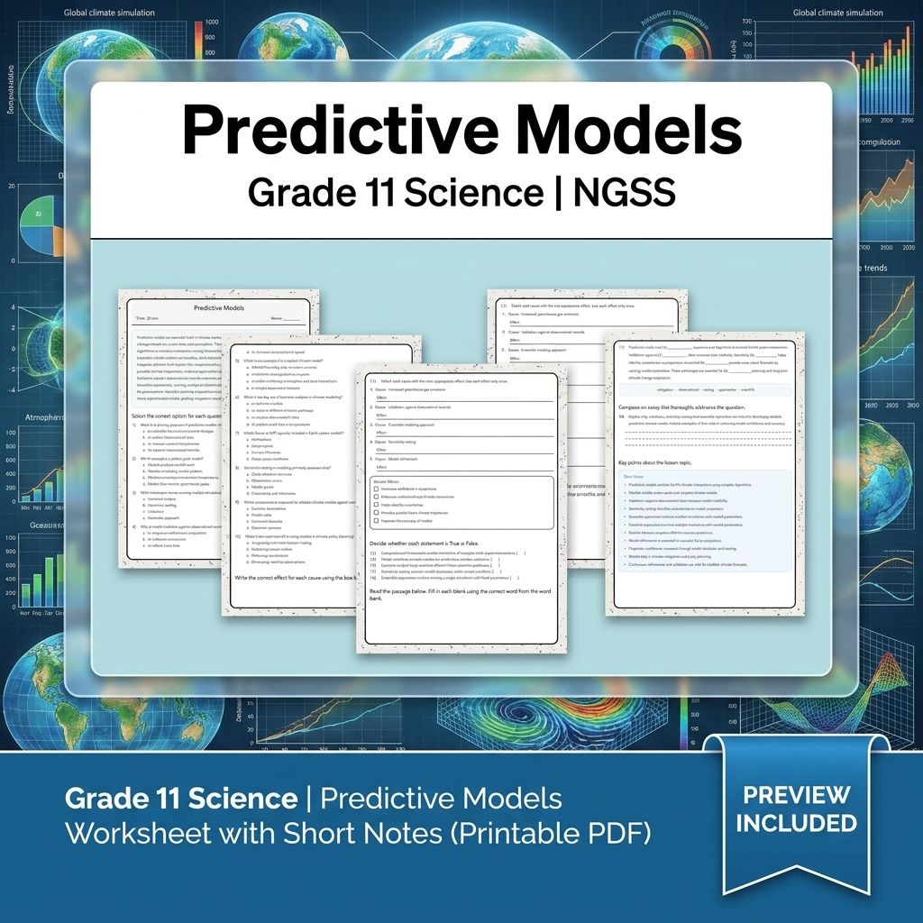 Grade 11 Science NGSS Worksheet Bundle – Ecosystem, Genetics & Physics Topics — included worksheet 21