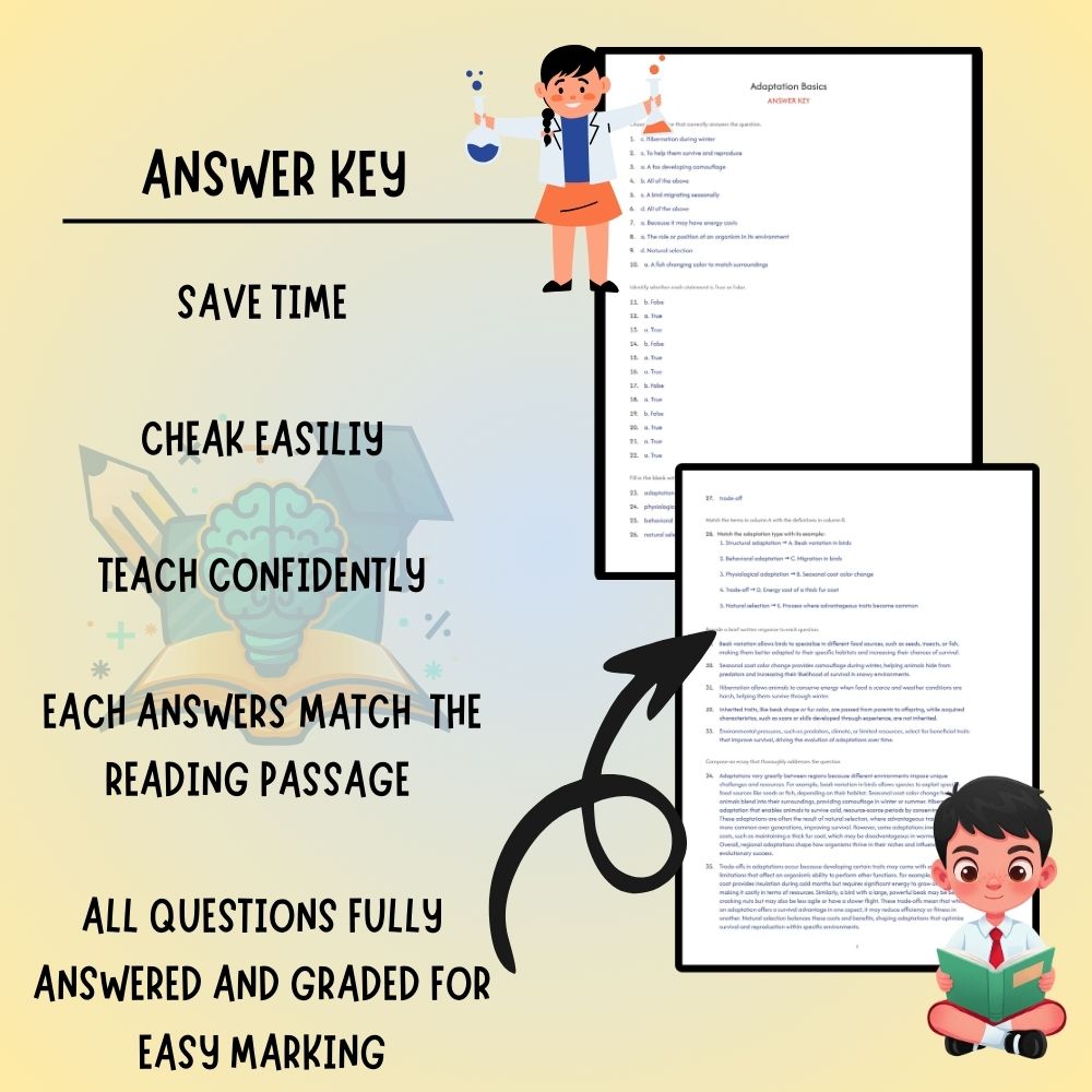 Grade 6 Science worksheet worksheet — 6th Grade Science | Adaptation Basics Worksheet (PDF) – Ontario Standards — page 3
