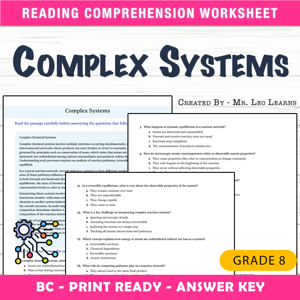 Grade 8 Science worksheet mcq paper worksheet — Grade 8 Science — Worksheet MCQ Paper for Mastering Complex Systems — page 1