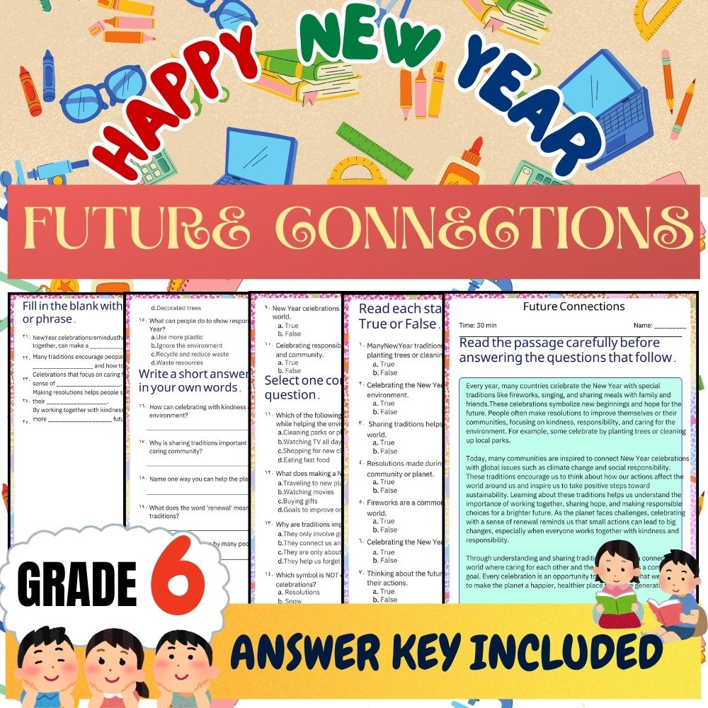Grade 6 Seasonal Unit | New Year Traditions & Symbolism Worksheets Collection — included worksheet 4