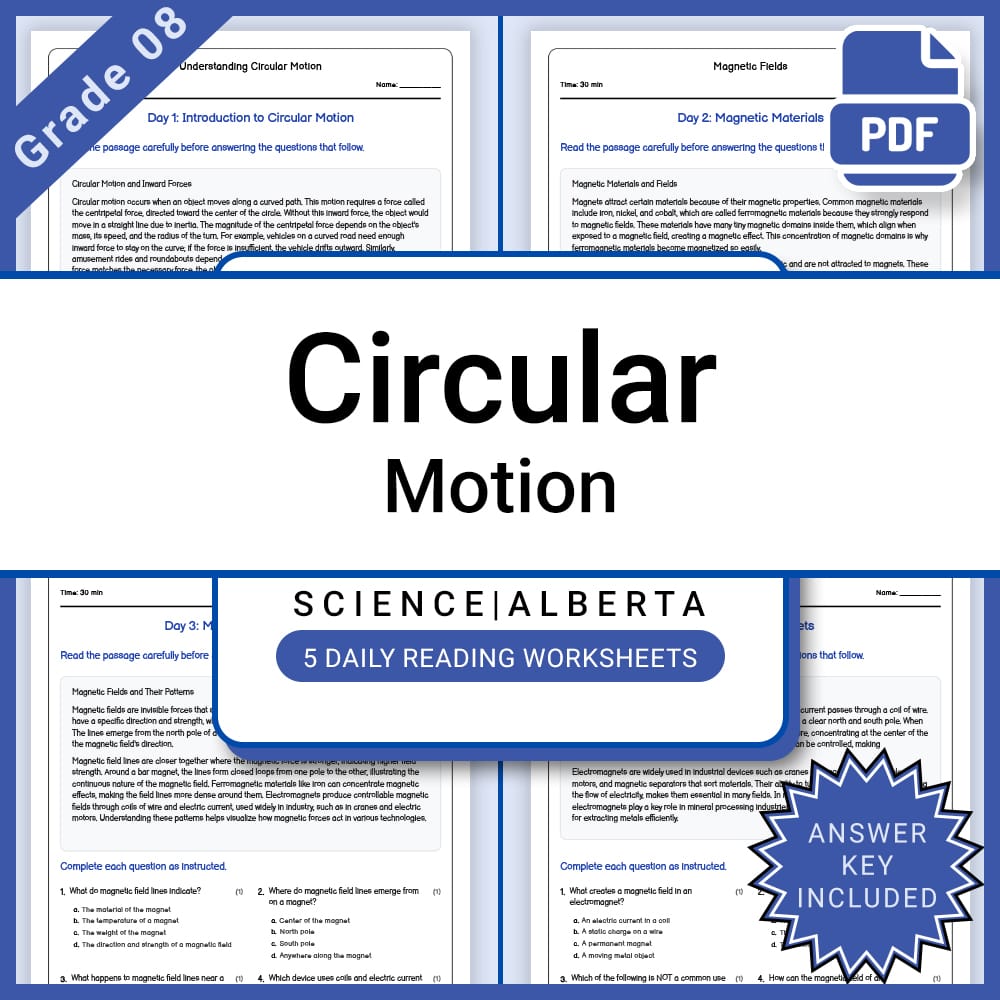 Grade 8 Science – Circular Motion Daily Reading Worksheet + Answer Key