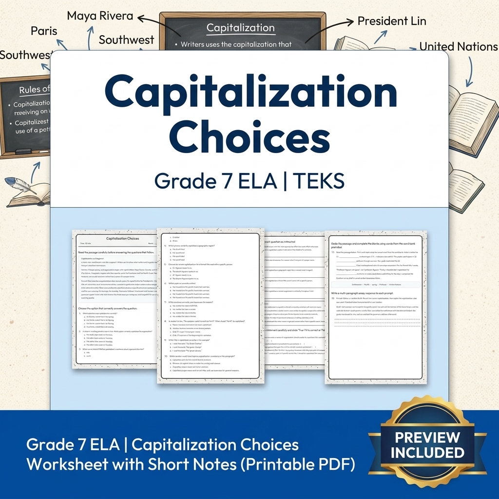 Grade 7 Evidence-Based Research Writing ELA full-year bundle TEKS — included worksheet 12