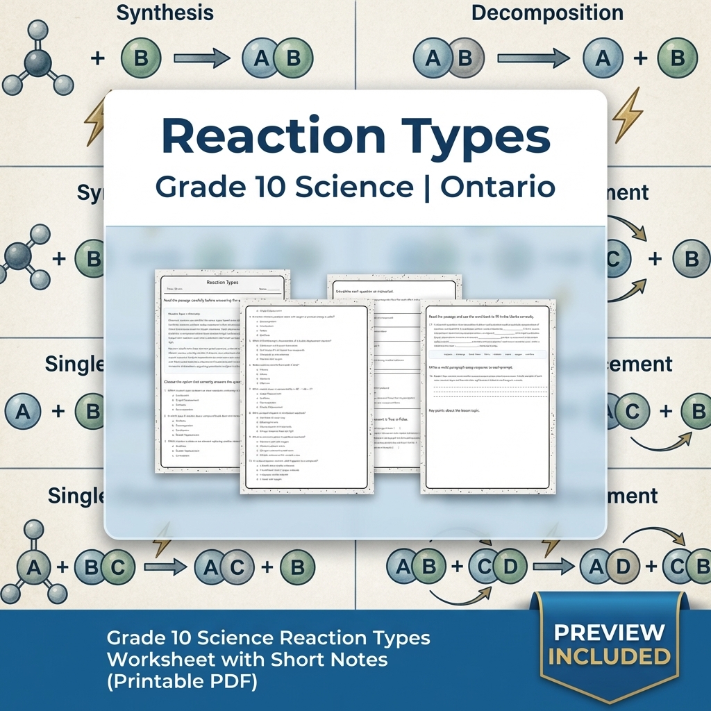 Grade 10 Science Lesson Group Bundle with Ontario Framework — included worksheet 3