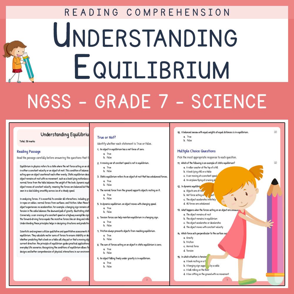 Grade 7 Science worksheet worksheet — Grade 7 Science | Understanding Equilibrium Worksheet & Answer Key (PDF) — page 1