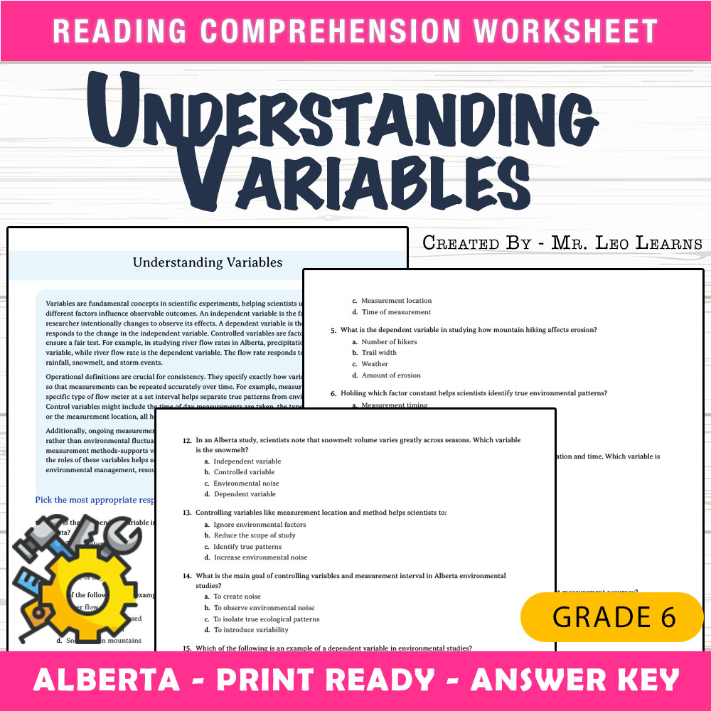 Grade 6 Science worksheet mcq paper worksheet — Grade 6 Science — Understanding Variables Worksheet for Mastery — page 1