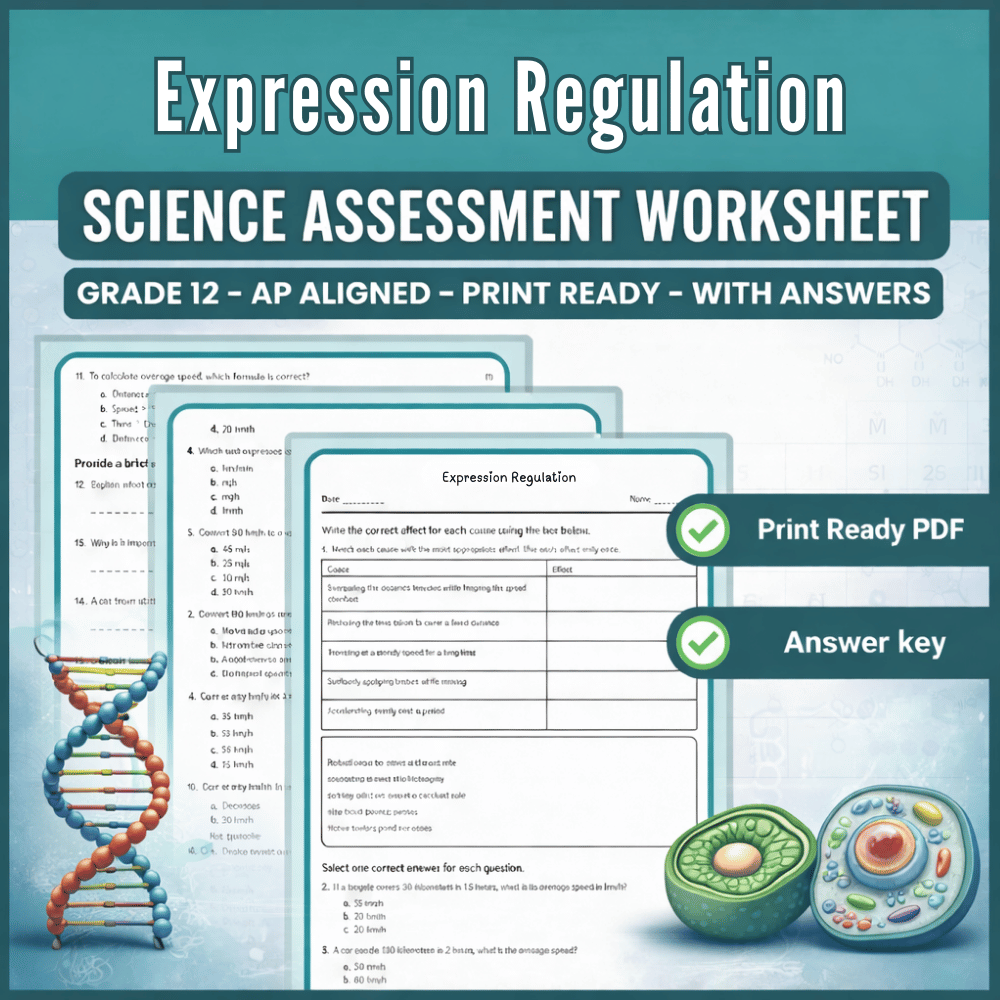 Grade 12 Science – Expression Regulation Worksheet (AP Standards) (PDF)