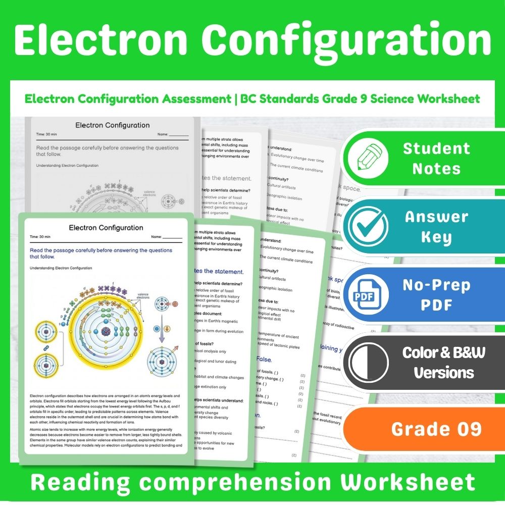 Grade 9 Science Mini Bundle | Chemical Reactions Assessment – BC Standards — included worksheet 5