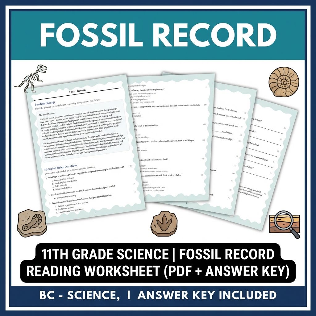 11th Grade Science | Fossil Record Reading Worksheet (PDF + Answer Key)