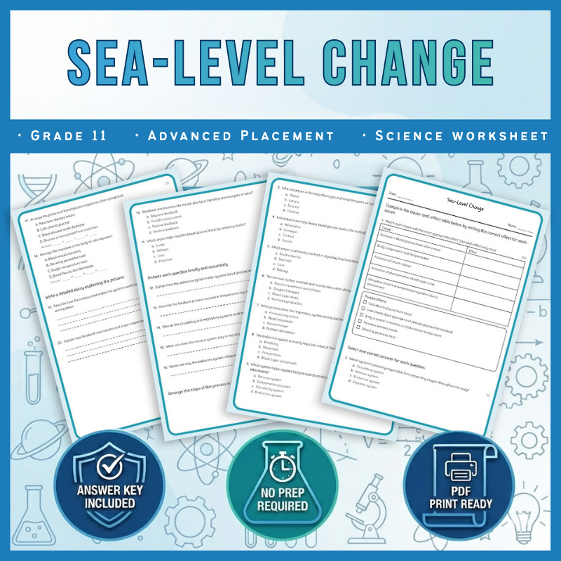 Grade 11 Science science 1 worksheet — Grade 11 Science | Sea-Level Change Worksheet (Answer Key) for AP Standards
