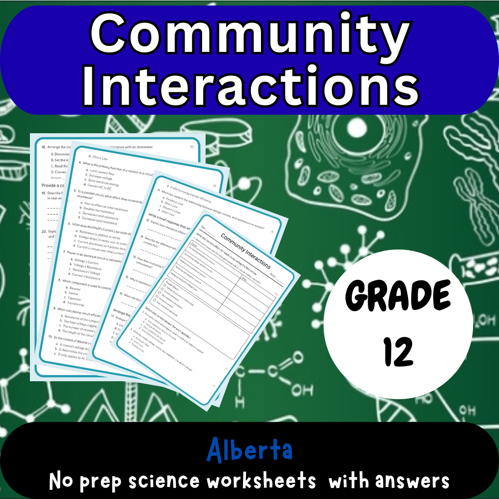 Grade 12 Science | Community Interactions Worksheet – Alberta Standard (PDF)
