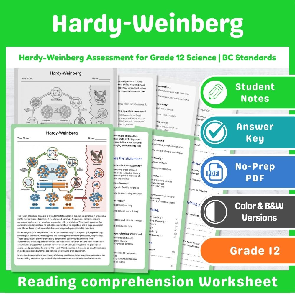 Grade 12 Science Mini Bundle – Genetics & Evolution Assessment Pack — included worksheet 7