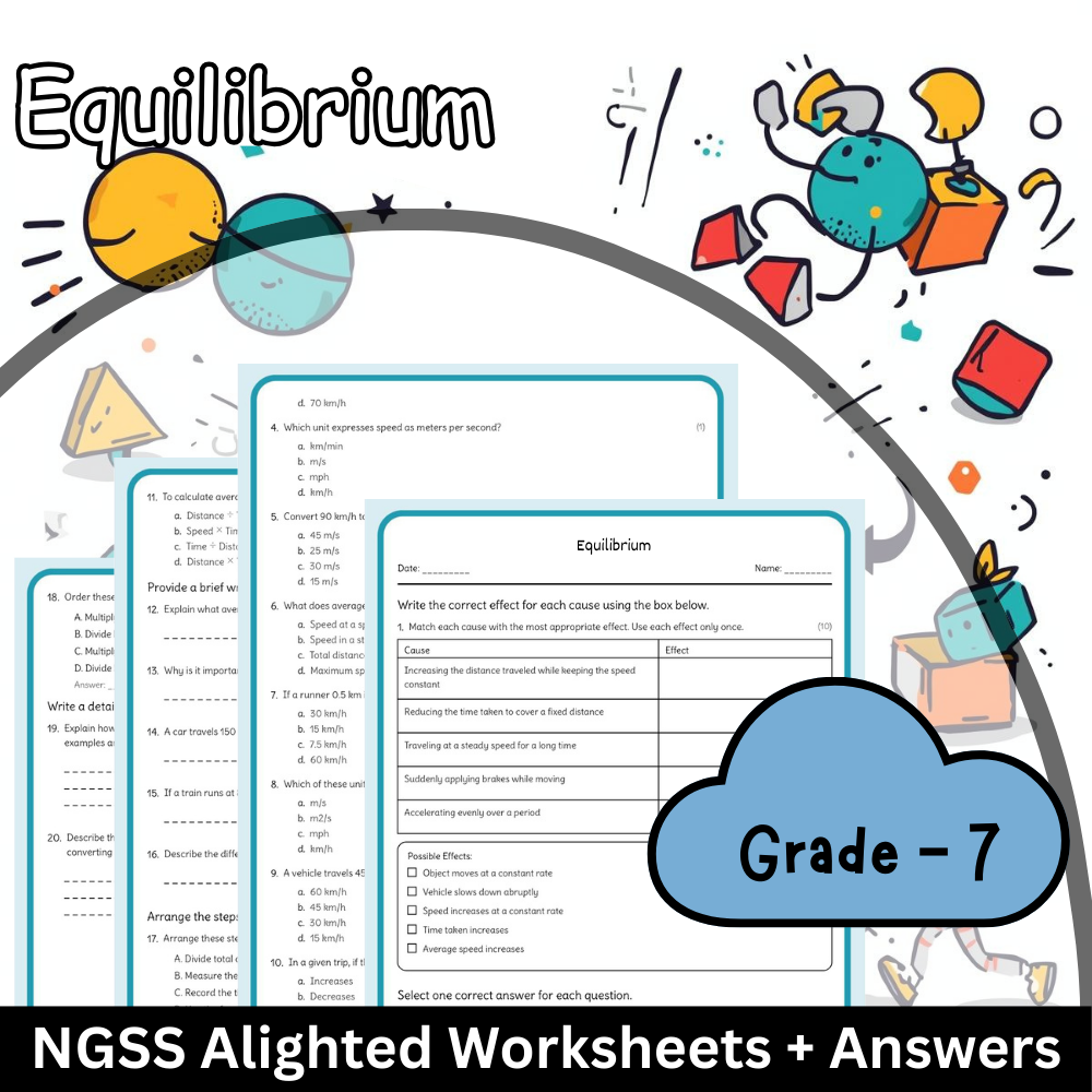 Grade 7 Science – Equilibrium Concept Worksheet (NGSS Aligned) (PDF)