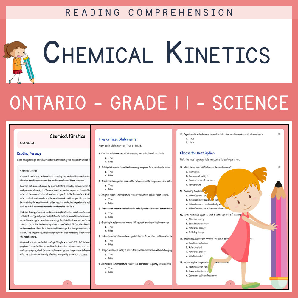 Grade 11 Science worksheet elena worksheet — Grade 11 Science | Chemical Kinetics Worksheet Elena | Ontario Standard — page 1