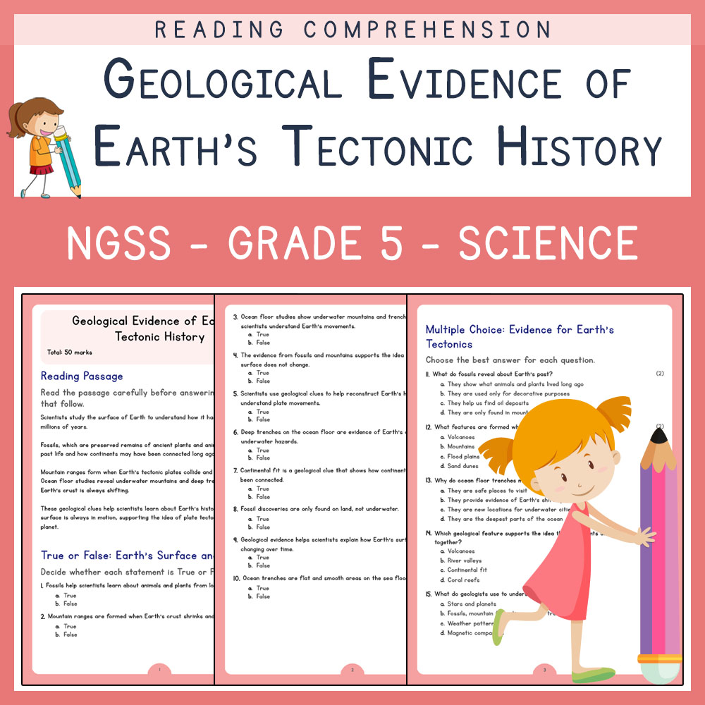 Grade 5 Science worksheets for primary grades worksheet — Grade 5 Science| Geological Evidence of Earth's Tectonic History…
