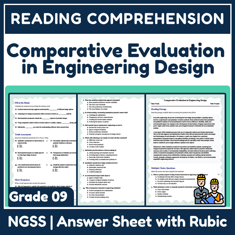Grade 9 Science reading worksheets worksheet — 9th Grade Science | Evaluation in Engineering Design (PDF + Answer Key) — p…
