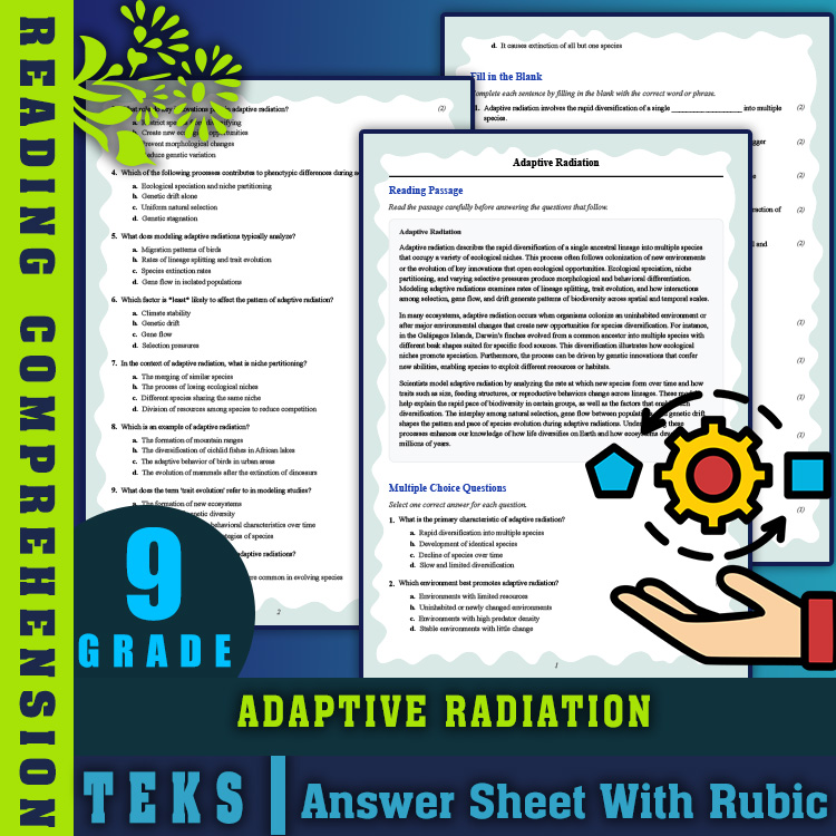 Grade 9 Science reading worksheets worksheet — 9th Grade Science | Adaptive Radiation Reading Worksheet & Answer Key (PDF)…
