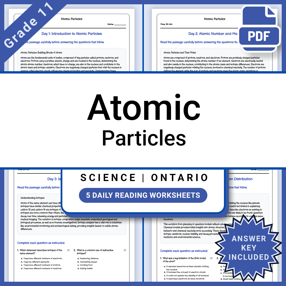 Grade 11 Science Lesson Bundle | Ontario Curriculum & Reading Worksheets — included worksheet 5