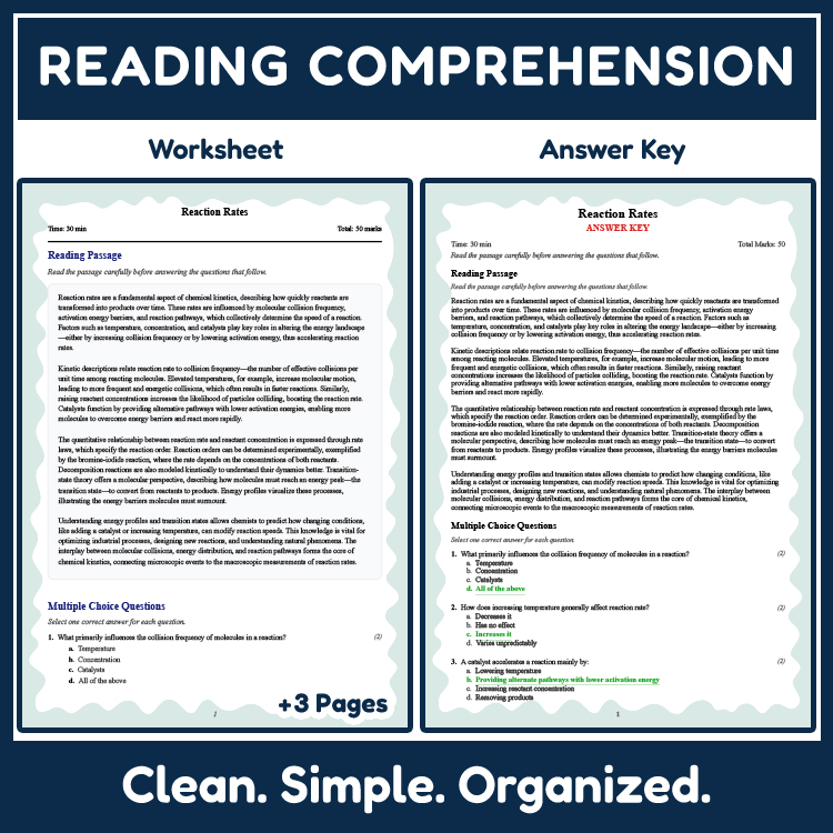 Grade 9 Science reading worksheets worksheet — 9th Grade Science | Reaction Rates Reading Worksheet (PDF & Rubric) — page 2