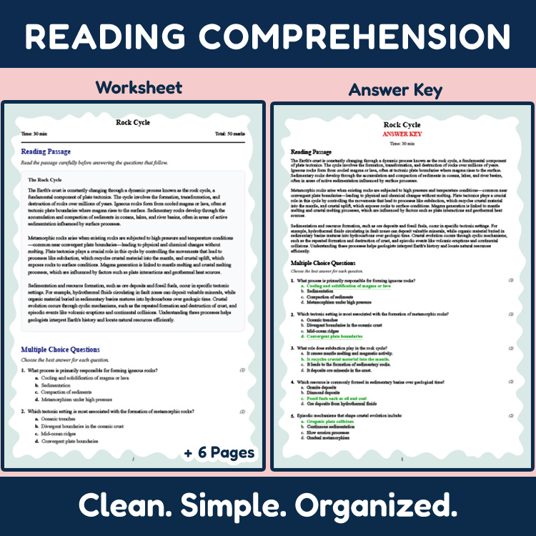 Grade 11 Science reading worksheets worksheet — 11th Grade Science | Rock Cycle Reading Worksheet & Answer Key (PDF) — page 2