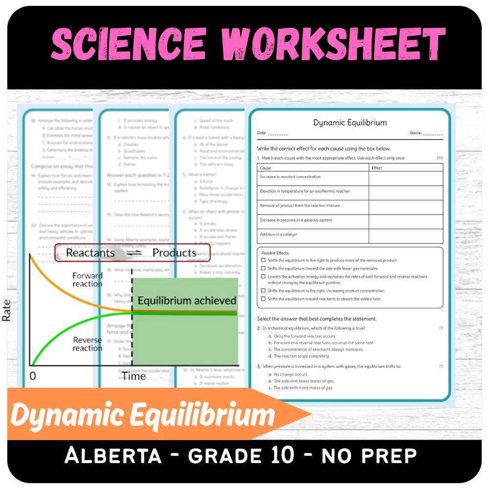 Grade 10 Science – Dynamic Equilibrium Worksheet (PDF) – Alberta Standards