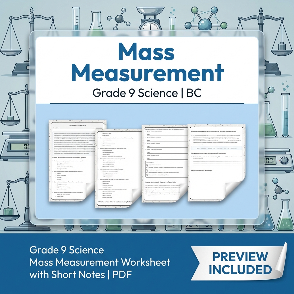 Grade 9 Science Lesson Bundle | BC Framework Focused Worksheets — included worksheet 5