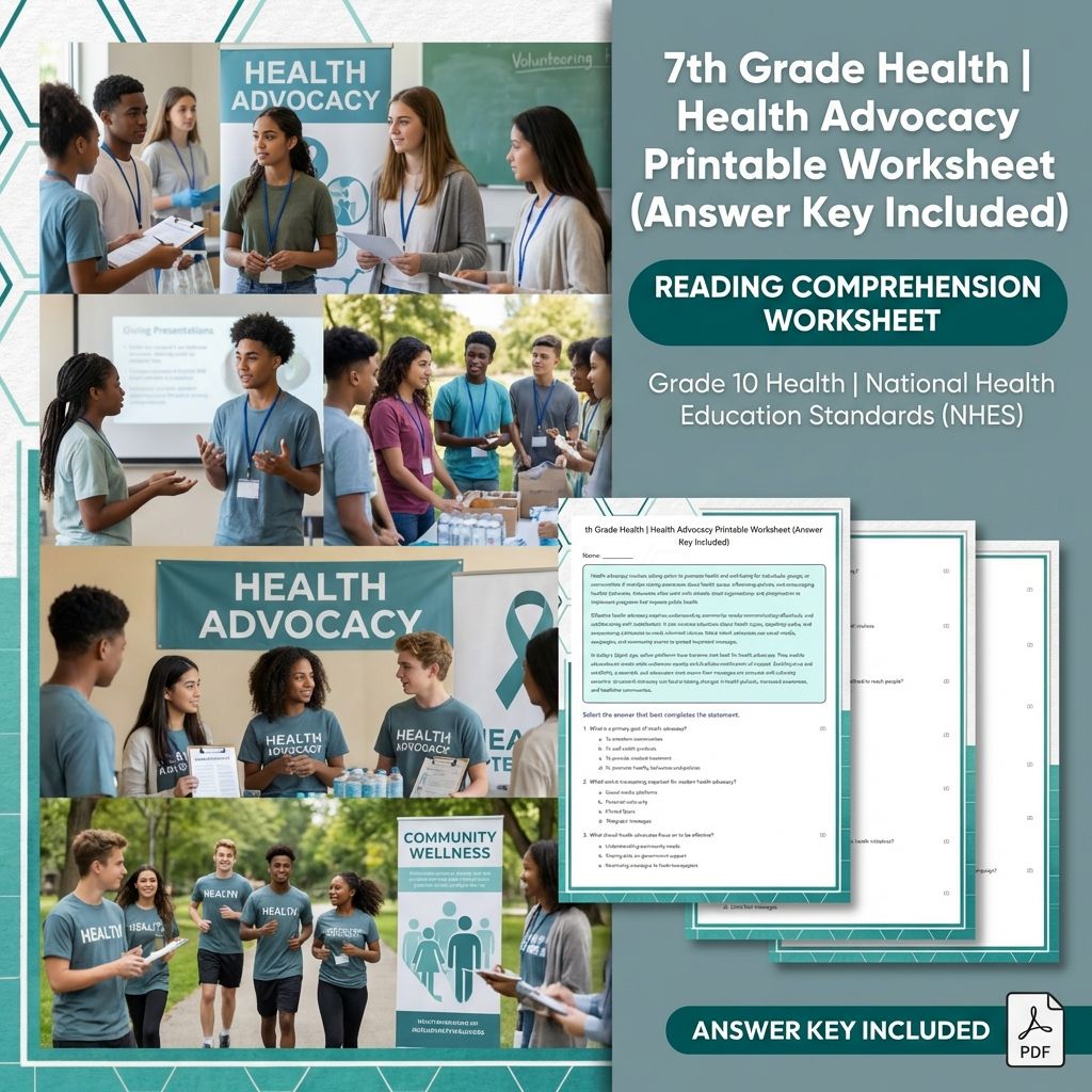 10th Grade Health | Health Advocacy Printable Worksheet (Answer Key Included)