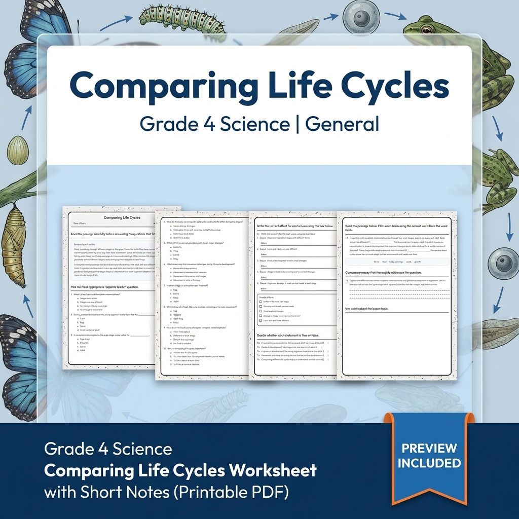 Grade 4 Science Lesson Group Bundle | Ecosystems, Life Cycles & Classification — included worksheet 4