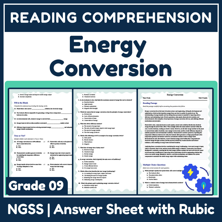 Grade 9 Science reading worksheets worksheet — Grade 9 Science | Energy Conversion Reading Worksheet (PDF + Answer Key) —…