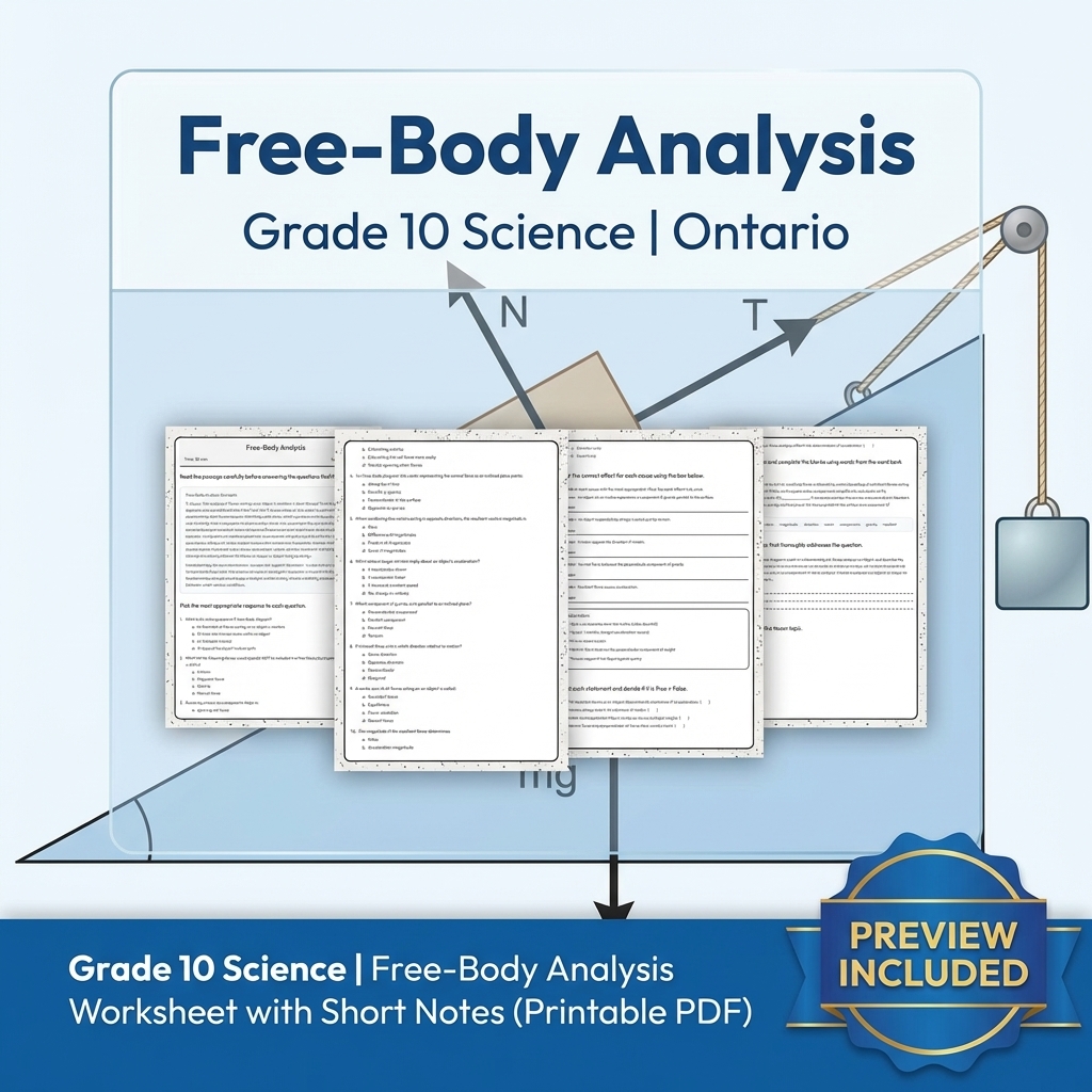 Grade 10 Science Lesson Group: Motion & Forces Ontario Curriculum Bundle — included worksheet 7