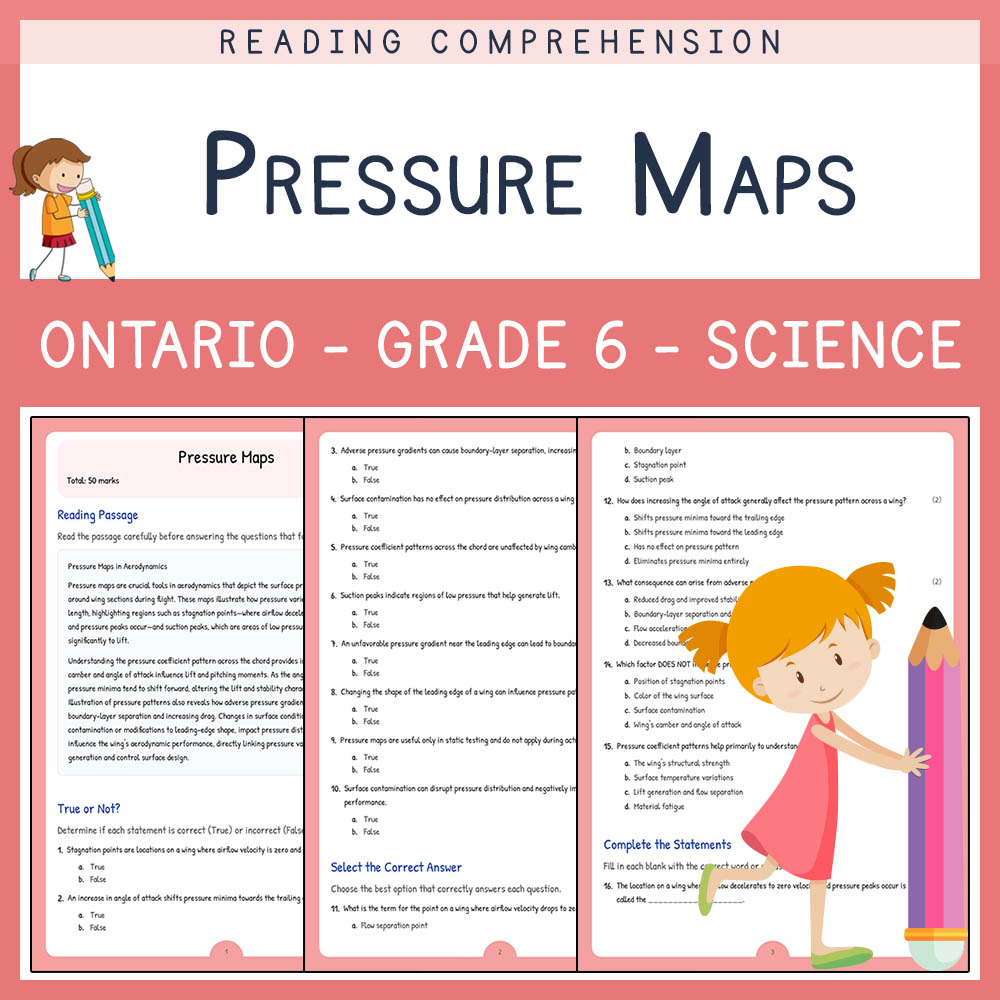 Grade 6 Science worksheet worksheet — Grade 6 Science | Pressure Maps Worksheet (Answer Key) for Ontario Standards — page 1
