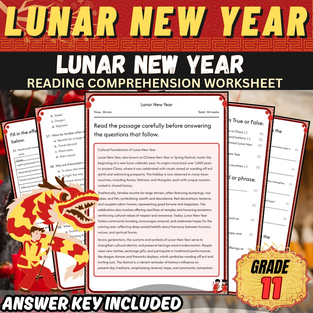 Grade 11 Holiday Lunar New Year for Mastering Chinese Festivals|PDF + Answer Key