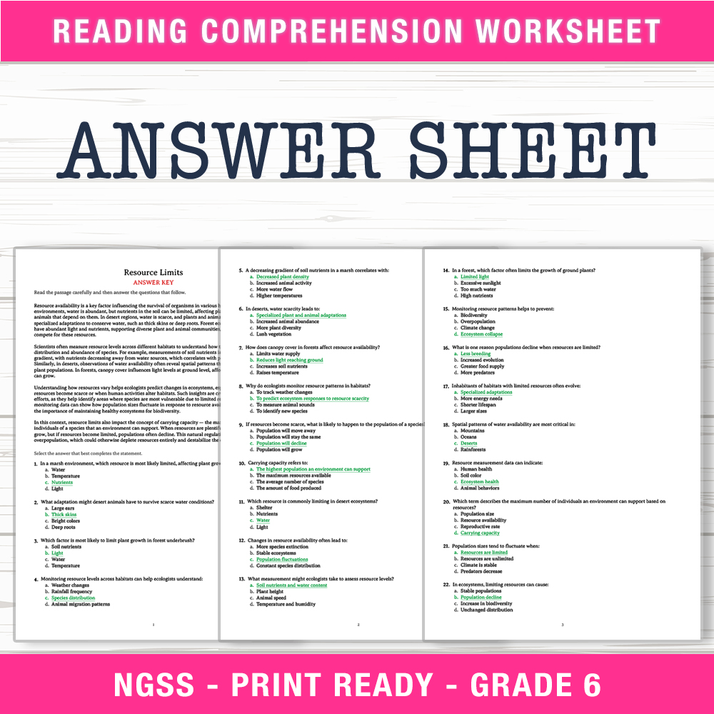 Grade 6 Science worksheet worksheet — Grade 6 Science | Resource Limits Worksheet (PDF + Answer Key) — page 2