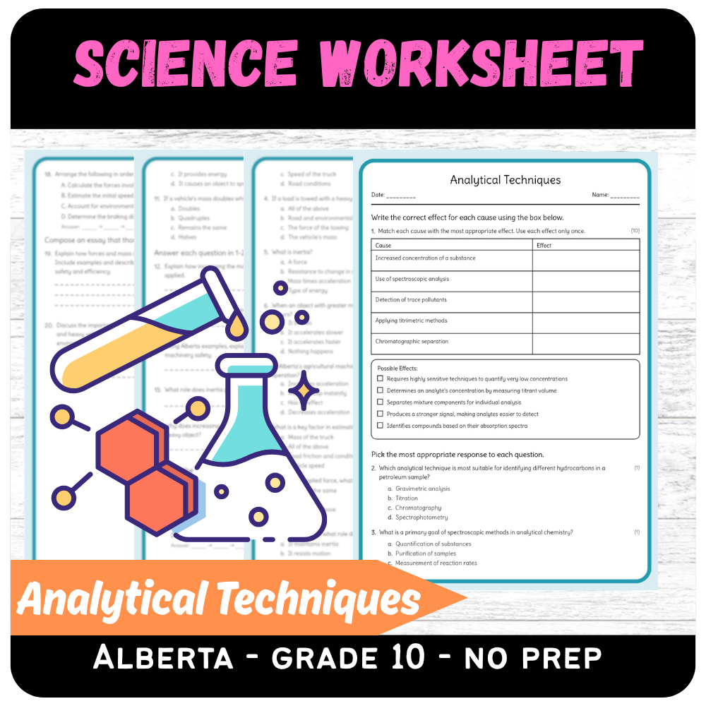 Grade 10 Science science 1 worksheet — Grade 10 Science | Analytical Techniques Worksheet (PDF) – Alberta Standards
