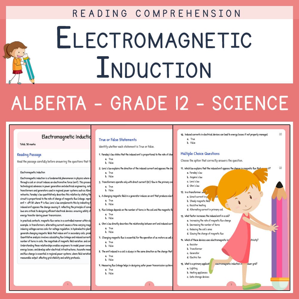 Grade 12 Science worksheet elena worksheet — Grade 12 Science | Electromagnetic Induction Worksheet | Alberta Standards —…