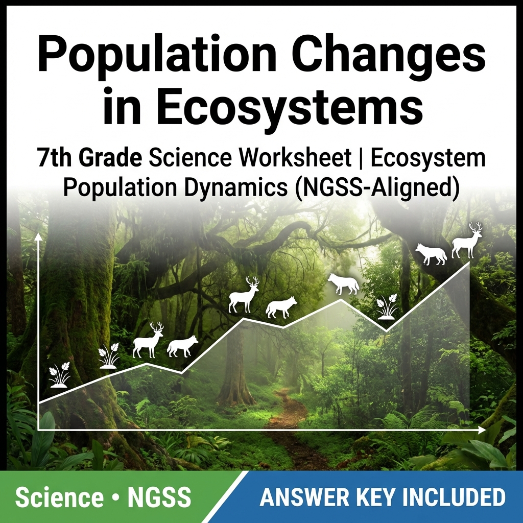 7th Grade Science Worksheet | Ecosystem Population Dynamics (NGSS-Aligned)