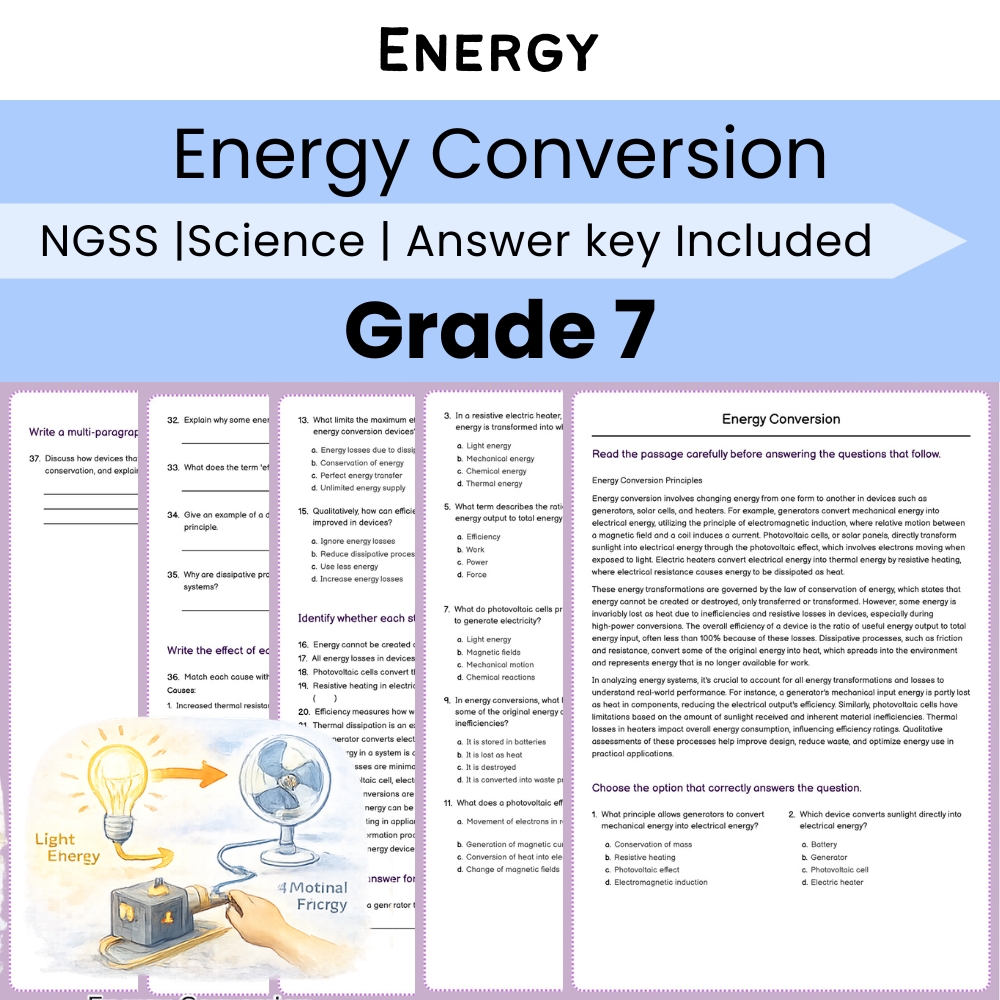 Grade 7 Science NGSS Full Year Bundle | Comprehensive Worksheet Pack — included worksheet 20