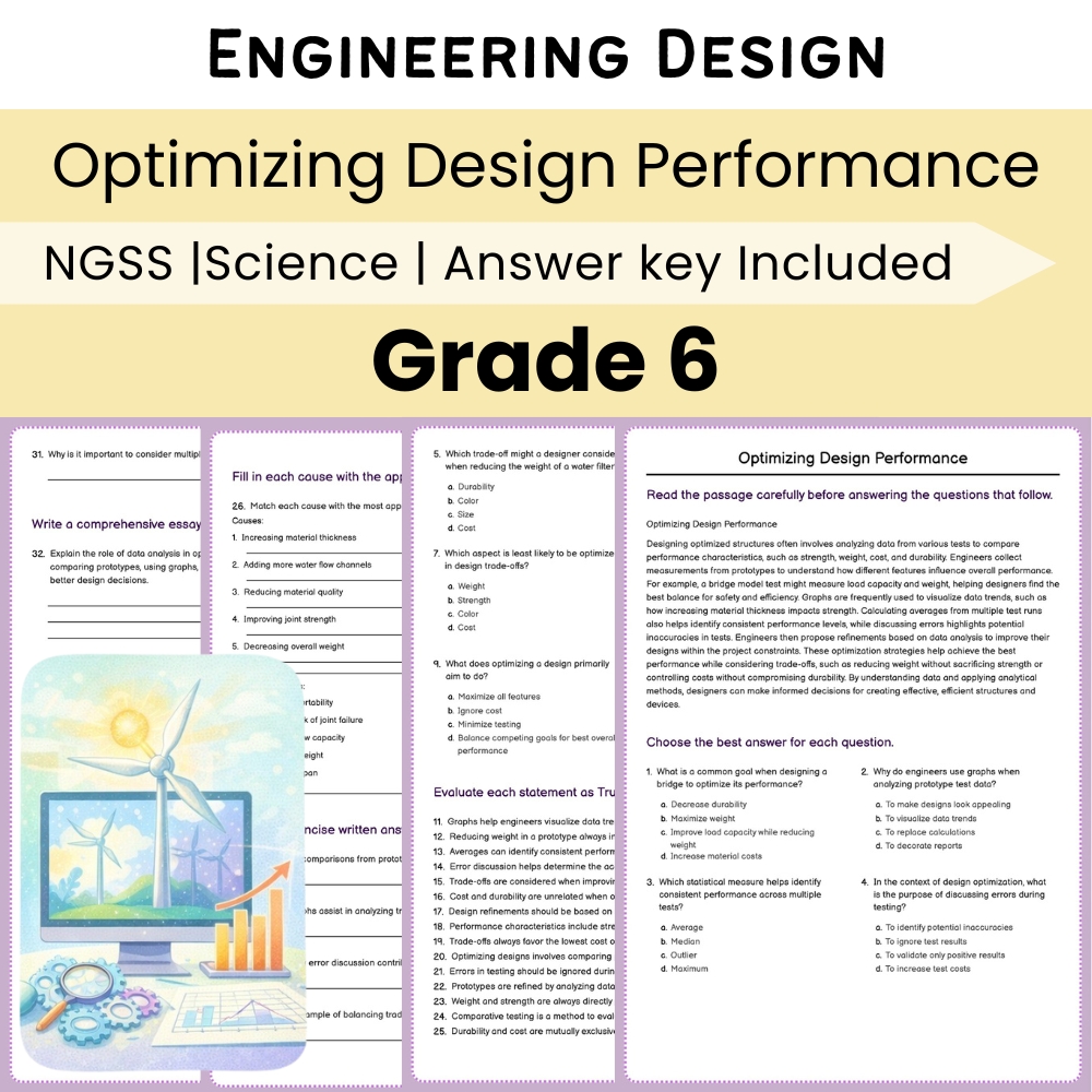 Grade 6 Science NGSS Engineering Design Unit Bundle | Problem Solving Worksheets — included worksheet 1