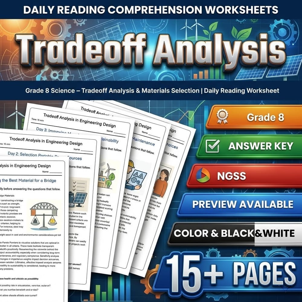 Grade 8 Science – Tradeoff Analysis & Materials Selection | Daily Worksheet