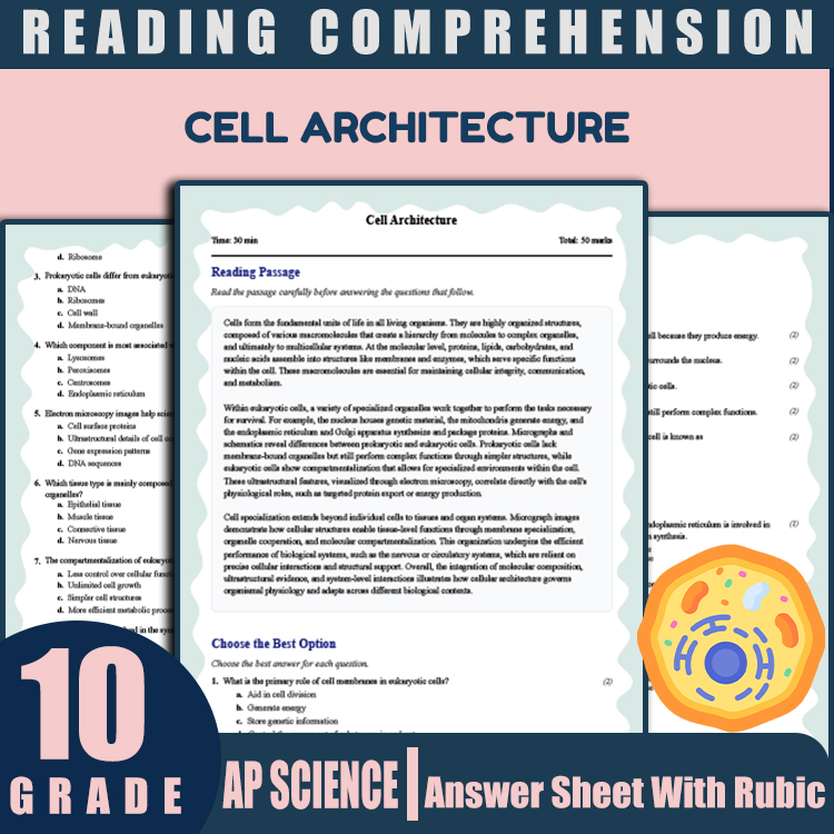 Grade 10 Science reading worksheets worksheet — 10th Grade Science | Cell Architecture Reading Worksheet & Answer Key (PDF…