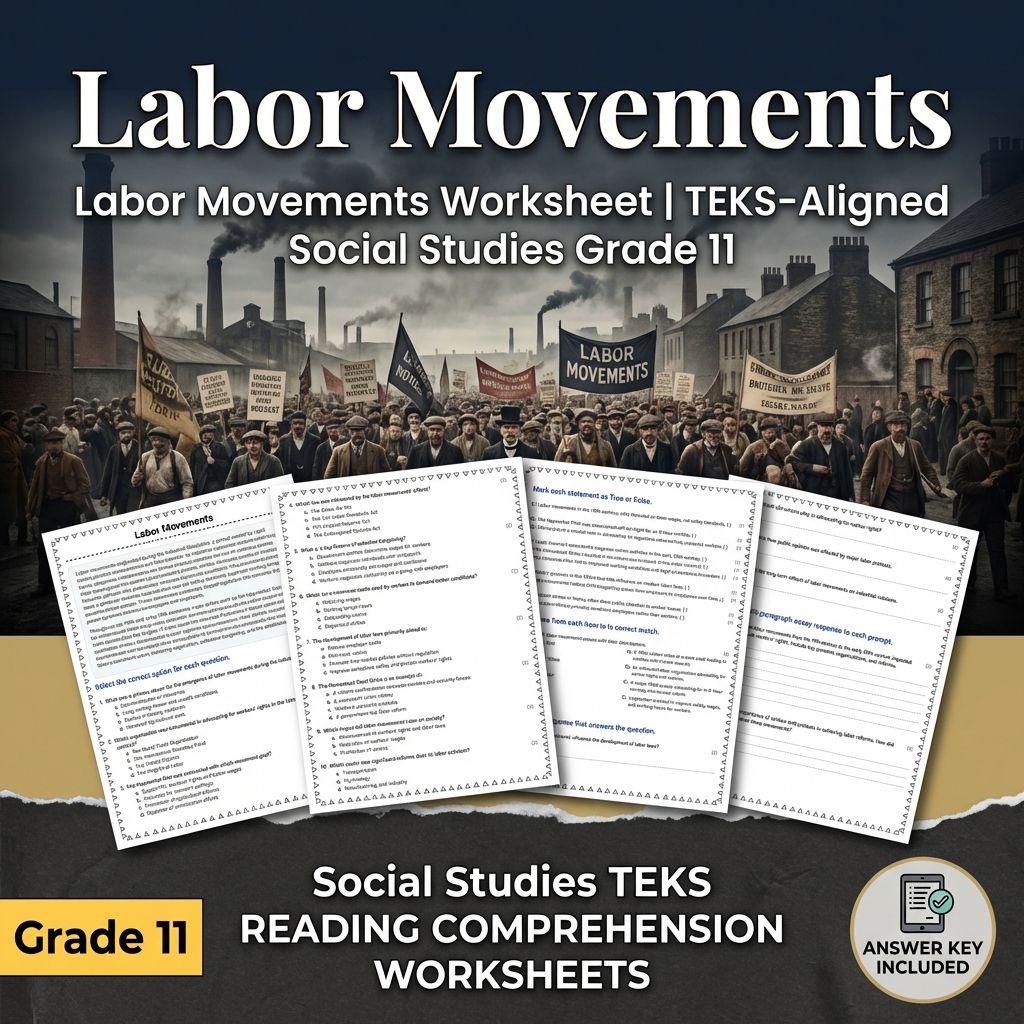 Labor Movements Worksheet | TEKS-Aligned Social Studies Grade 11