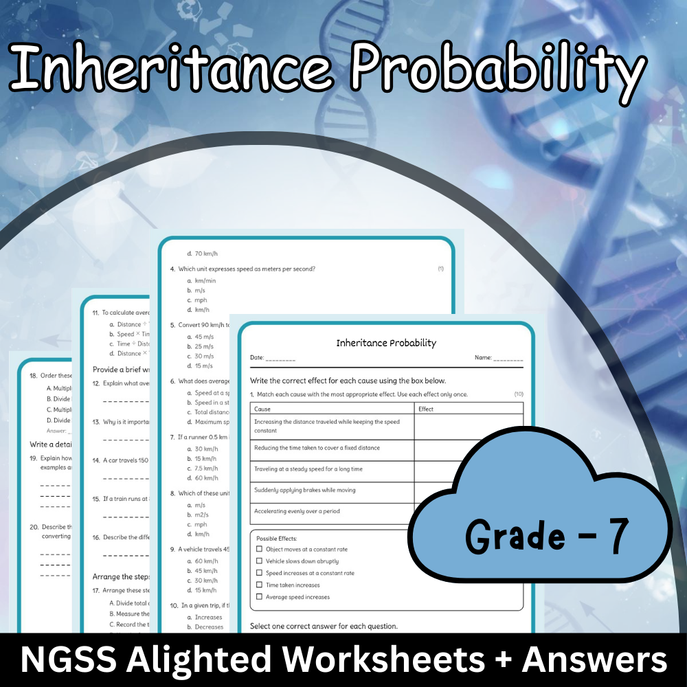 Grade 7 Science – Inheritance Probability Worksheet (PDF) Aligned with NGSS