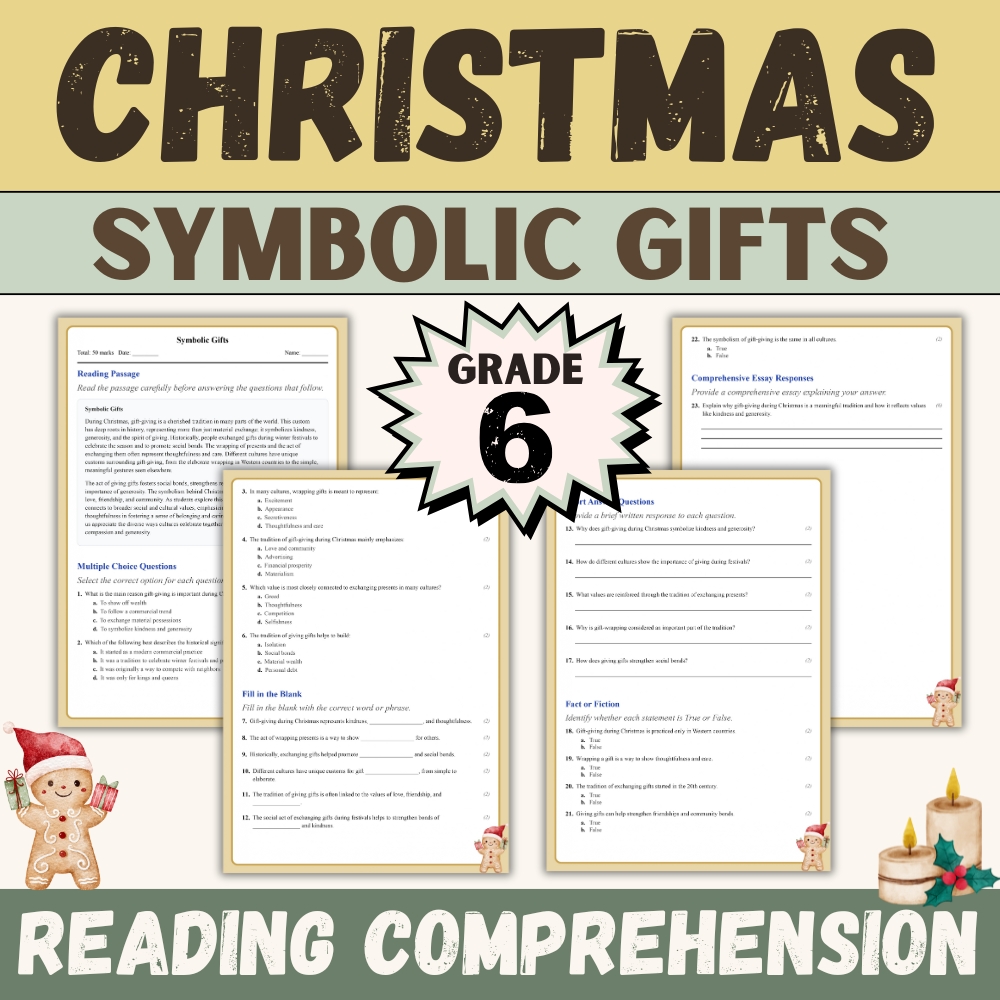 6th Grade Seasonal Holiday Symbols Worksheet (Worksheet + Answer Key)