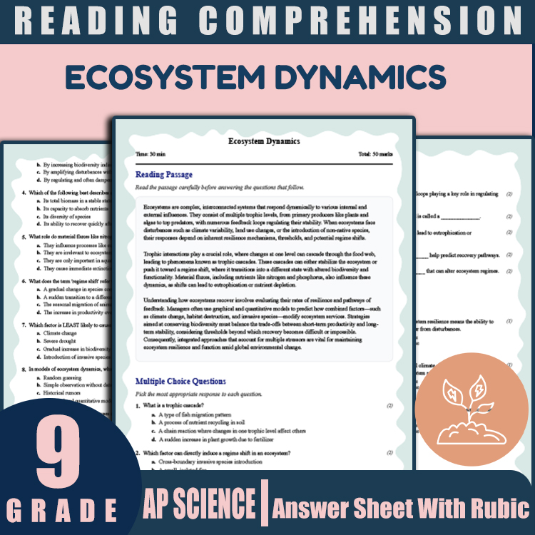 Grade 9 Science reading worksheets worksheet — Grade 9 Science | Ecosystem Dynamics Reading Worksheet (PDF & Answer Key) —…