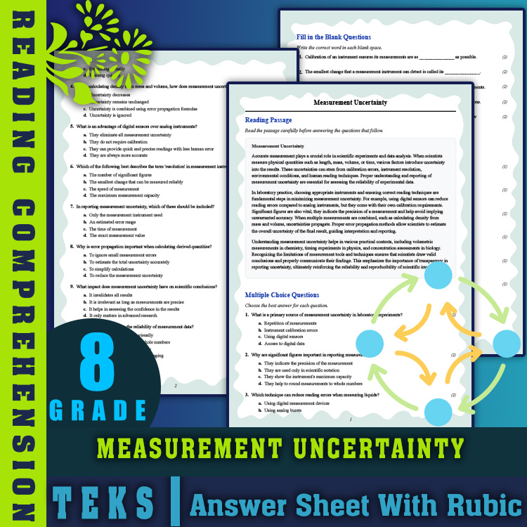 Grade 8 Science reading worksheets worksheet — 8th Grade Science | Measurement Uncertainty Reading Worksheets PDF + Answer…