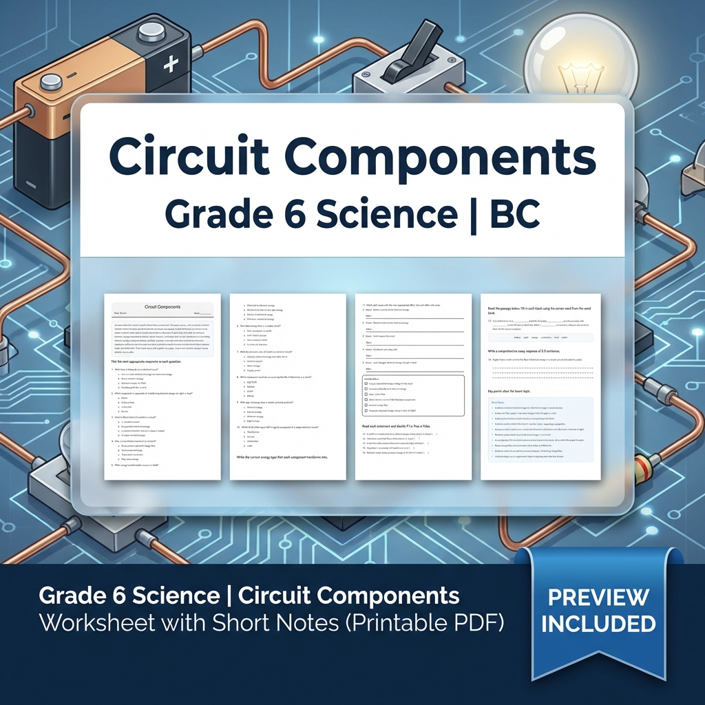 Grade 6 Science | Energy, Waves & Circuits UNIT Bundle (BC Frame work) — included worksheet 5