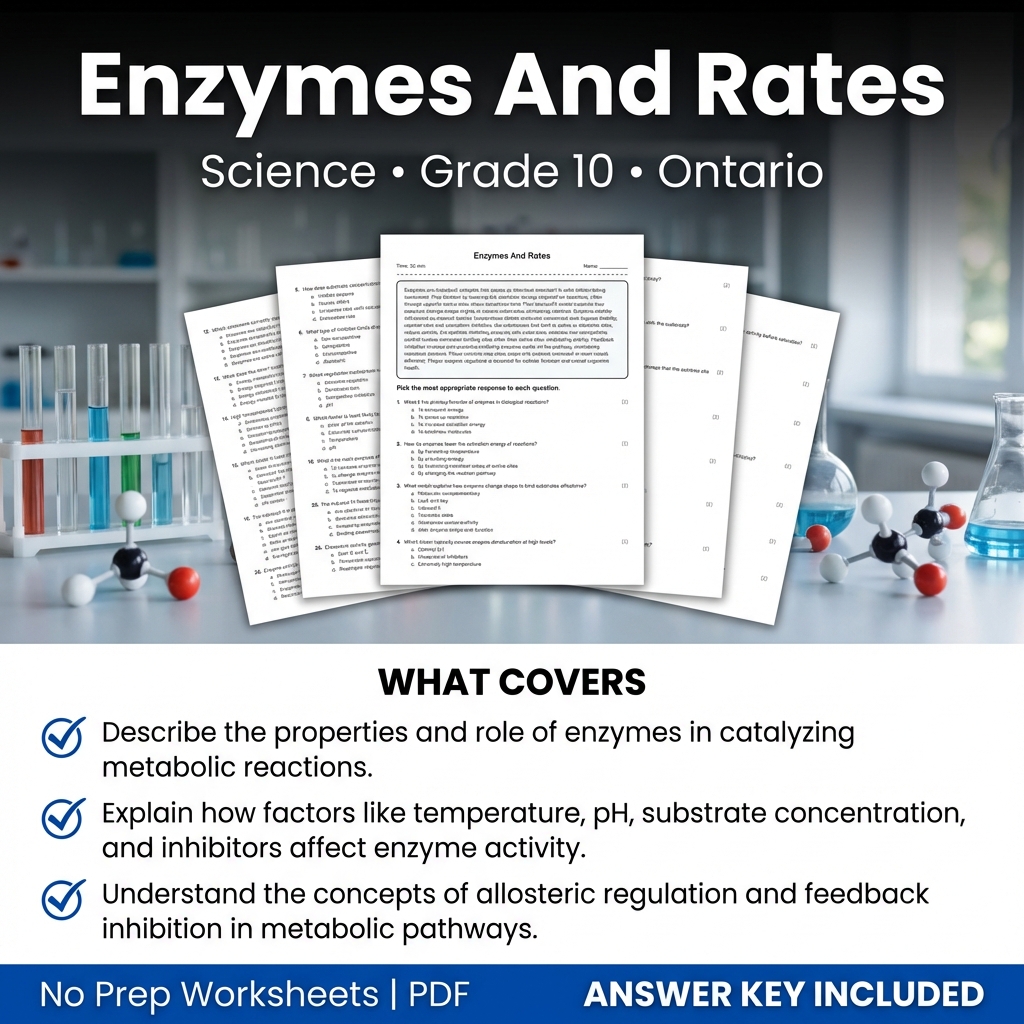 Enzymes and Rates Grade 10 Science Worksheet | Ontario Standards