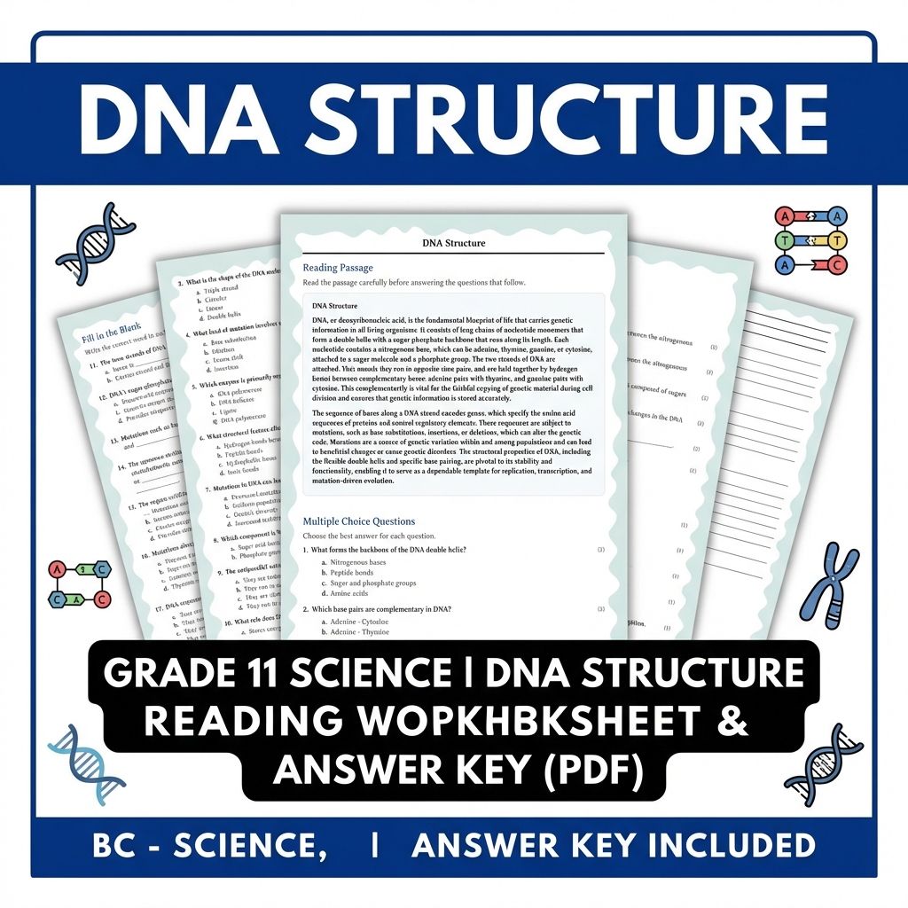 Grade 11 Science | DNA Structure Reading Worksheet & Answer Key (PDF)