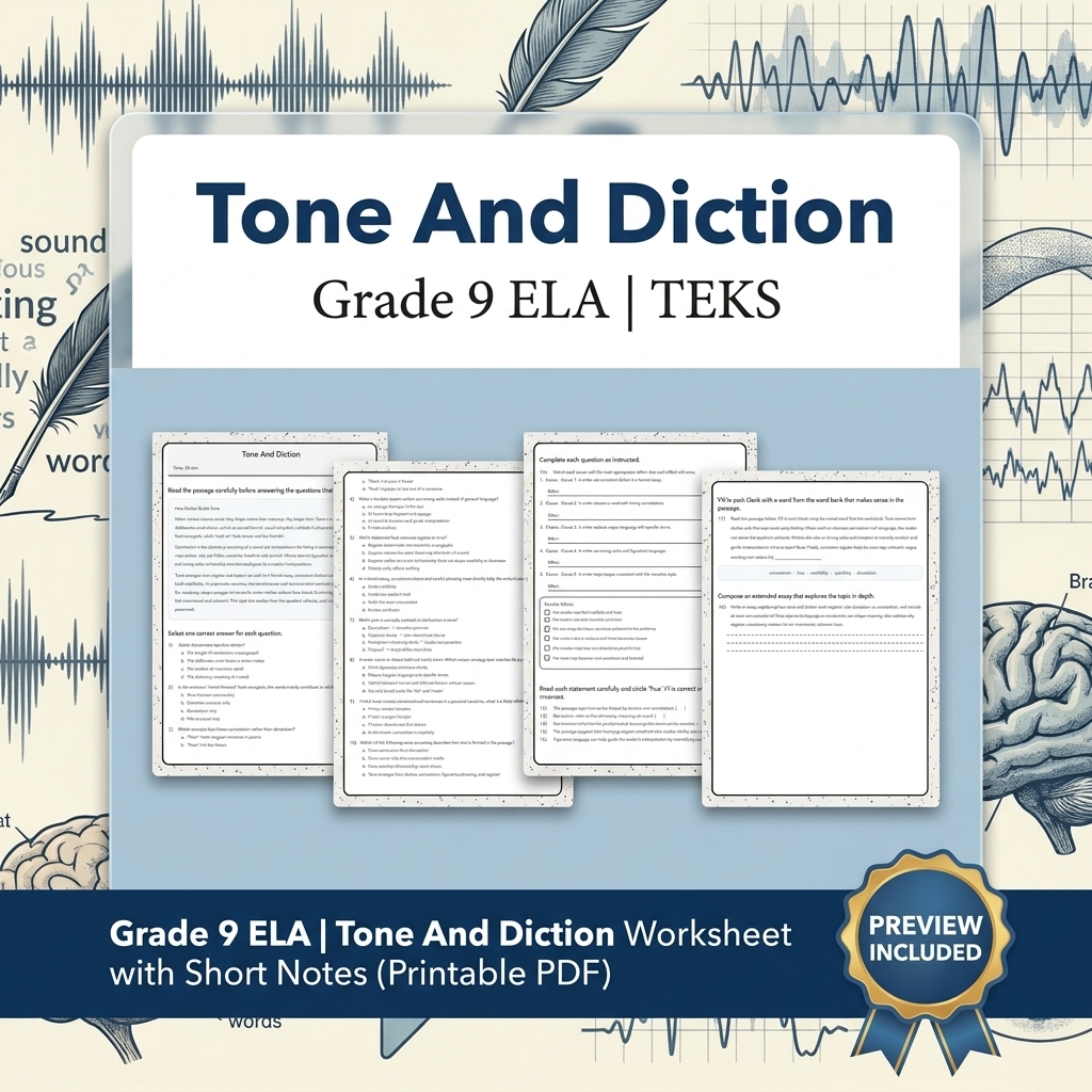 Grade 9 Language Conventions ELA Lesson Bundle | TEKS Verb & Agreement — included worksheet 2