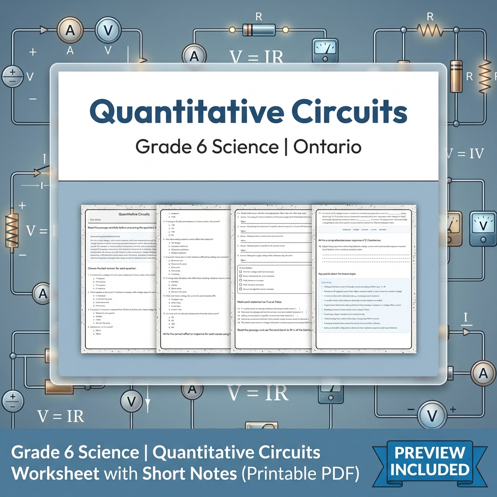 Grade 6 Science Lesson Group on Energy, Circuits & Properties  — included worksheet 4