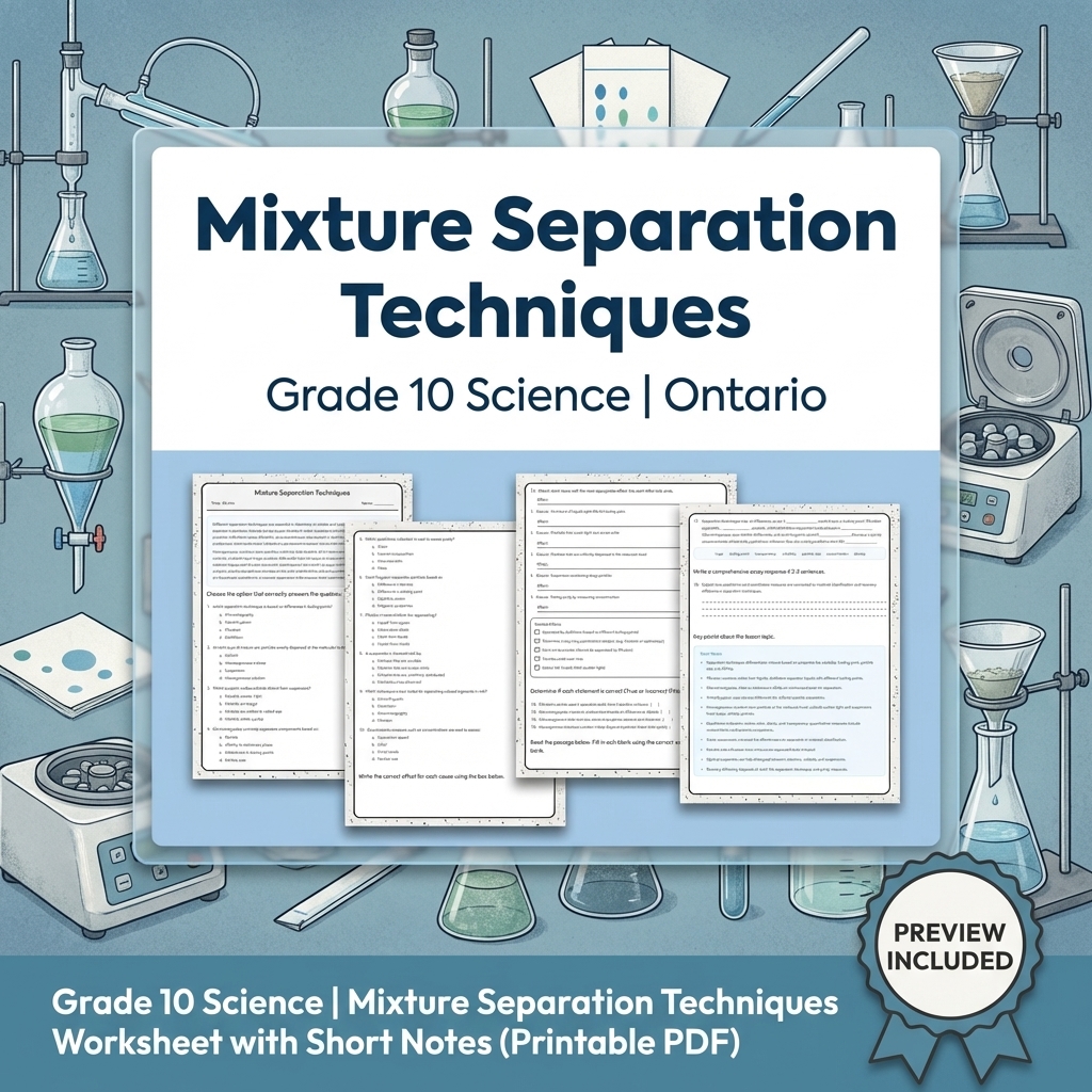 Grade 10 Science Lesson Group Bundle with Ontario Framework — included worksheet 4